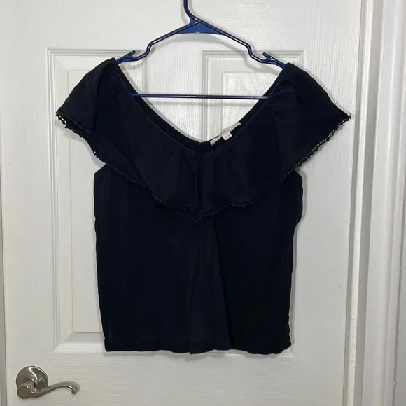 LOFT Ruffle V-Back Shell - Picture 2 of 4